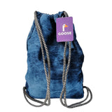 Mochila Saco Terciopelo Azul Unisex Casual Moderna Escolares