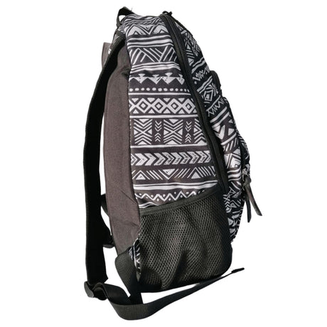 Mochila Estampado Étnico Negro Blanco Escolar Casual Escolar