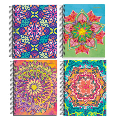 Pack de 6 cuadernos con diseño de mandalas, tapas duras y espiral. Perfectos para apuntes, bocetos y planificación. ¡Dale color a tu creatividad, cómpralos ahora!-1