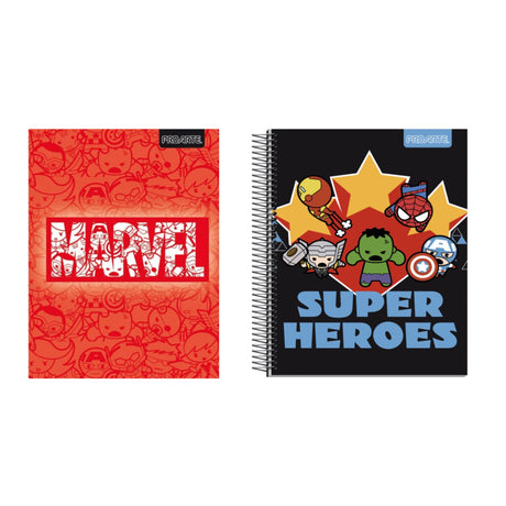 Pack de 6 cuadernos con diseños de superhéroes, tapas duras y espiral. Ideales para la escuela, apuntes y bocetos. ¡Agrega diversión a tu día con estos cuadernos, cómpralos ahora!-1