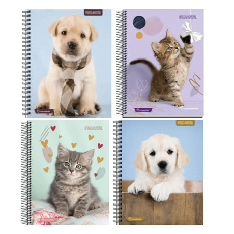 Pack de 6 cuadernos con adorables cachorros y gatitos, tapas duras y espiral. Perfectos para apuntes y listas. ¡Lleva ternura a tu escritorio, cómpralos ahora!-1