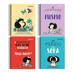 Pack 6 Cuadernos Espiral Frases Inspiradoras Mafalda A5