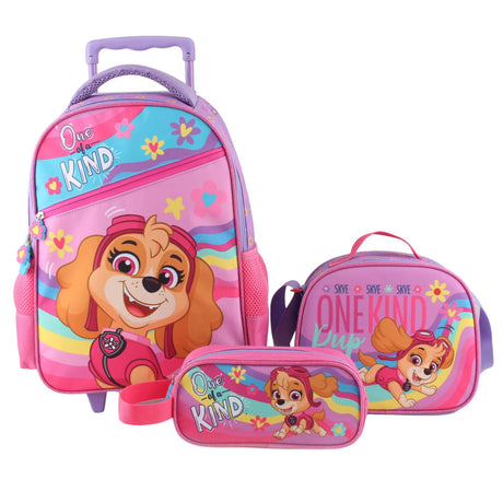 Pack 3 Piezas Mochila Carro Lonchera Estuche Infantil, ideal para la escuela y excursiones. Diseño colorido y resistente con carro desmontable. ¡Compra ahora!-1