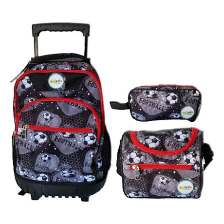 Pack 3 Piezas Mochila Escolar Ruedas Estuche Lonchera Fútbol

Disfruta de un transporte cómodo y estilizado para tus útiles escolares. ¡Haz tu compra ahora y lleva la energía del fútbol a la escuela!-1