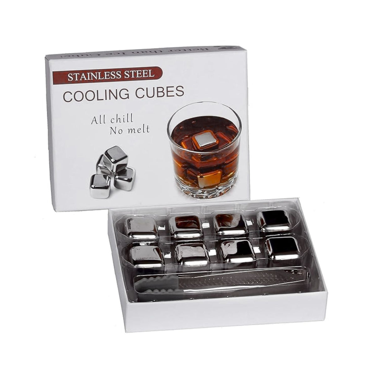 Pack 8 Cubos Enfriadores Bebidas Reutilizables Acero Cocina