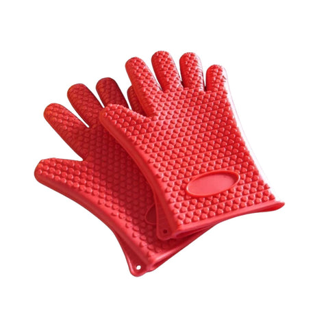 Guante Silicona Resistente Calor Cocina Barbacoa Horno Rojo Protege tus manos del calor extremo mientras cocinas. ¡Compra ahora y cocina con seguridad!-2-1