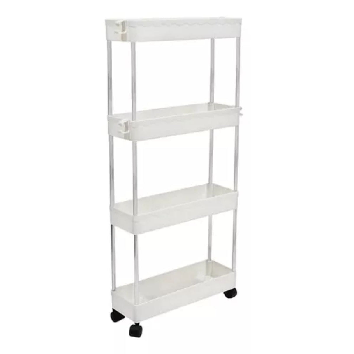 Estantería Plástica Rodante Blanca 4 Niveles Organizador Maximiza tu espacio y organiza con estilo. Descubre la solución perfecta para tu hogar.-1-1