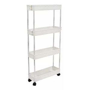 Estantería Plástica Rodante Blanca 4 Niveles Organizador Maximiza tu espacio y organiza con estilo. Descubre la solución perfecta para tu hogar.-1-1
