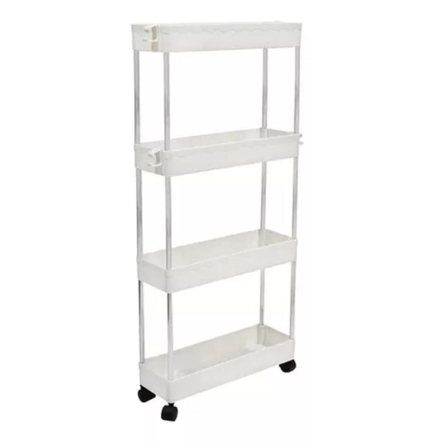 Estantería Plástica Rodante Blanca 4 Niveles Organizador Maximiza tu espacio y organiza con estilo. Descubre la solución perfecta para tu hogar.-1-1
