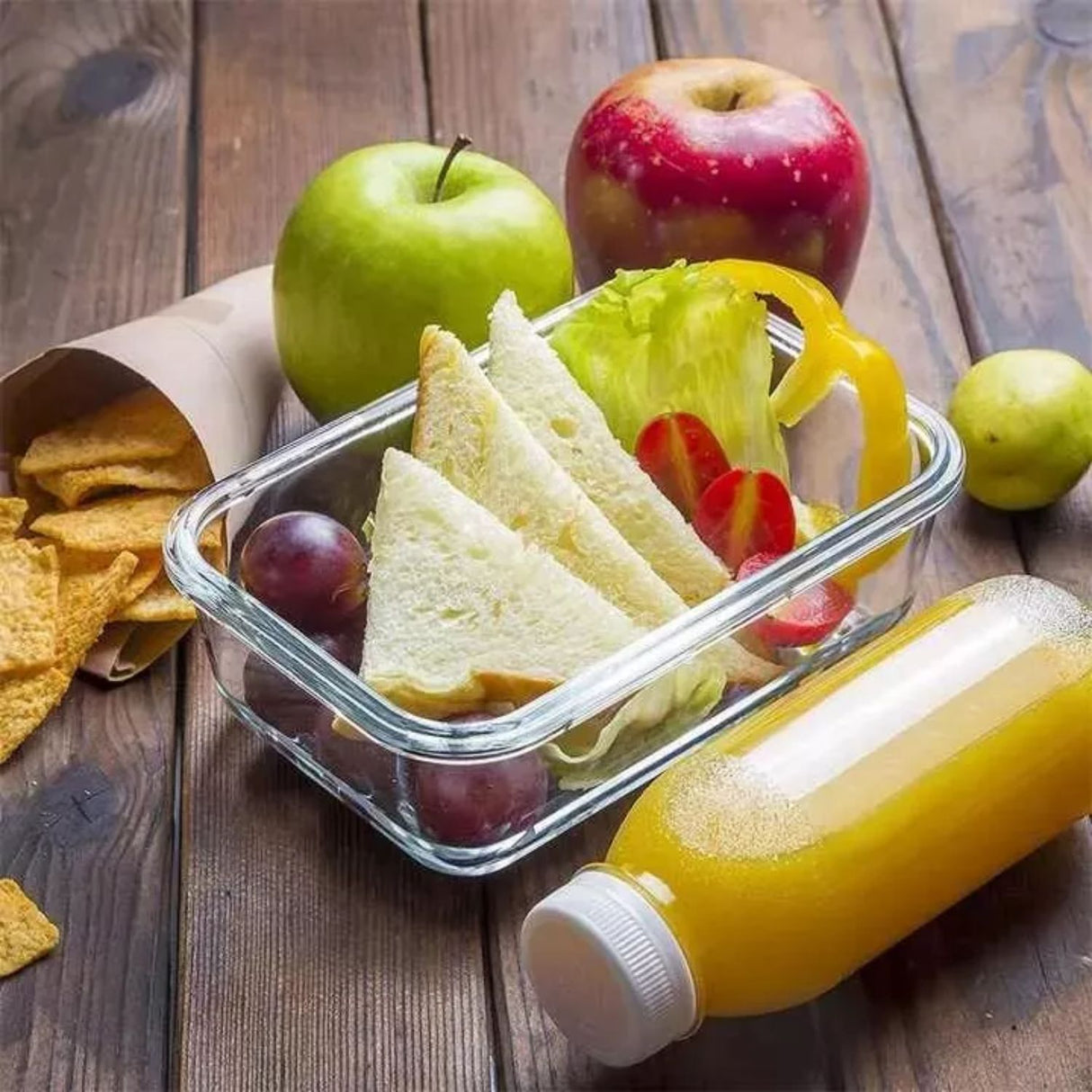 Pack 3 Contenedores Vidrio Hermetico Rect 400mL Glasslock. Mantén tus alimentos frescos y organizados. ¡Compra ahora y mejora tu cocina!-2