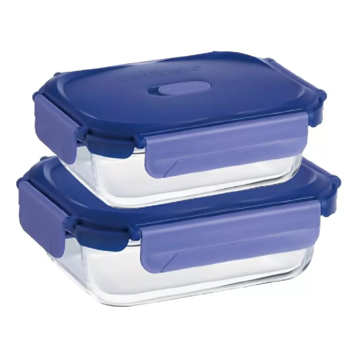 Pack 2 Contenedores Vidrio Hermético Rectangular 650mL Luminarc. Mantén tus alimentos frescos y organizados. ¡Compra ahora y mejora tu cocina!-1
