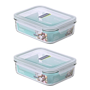 Pack 2 Contenedores Vidrio Hermetico Rect 2000mL Glasslock. Mantén tus alimentos frescos y organizados. ¡Compra ahora y mejora tu cocina!-1
