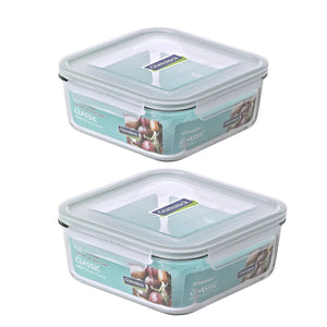Pack 2 Contenedores Vidrio Hermetico Cuad 2600mL Glasslock. Mantén tus alimentos frescos y organizados. ¡Compra ahora y mejora tu cocina!-1