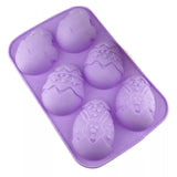 Molde Silicona Bandeja 6 Huevos de Pascua Grande Violeta. Perfecto para crear dulces únicos y festivos. ¡Compra ahora y sorprende a todos!-1