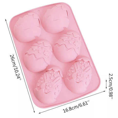 Molde Silicona Bandeja 6 Huevos de Pascua Grande Rosado. Perfecto para crear dulces únicos y festivos. ¡Compra ahora y sorprende a todos!-2