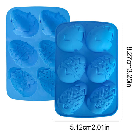 Molde Silicona Bandeja de 6 Huevos de Pascua Grande Azul. Perfecto para crear dulces únicos y divertidos. ¡Compra ahora y sorprende a todos!-2