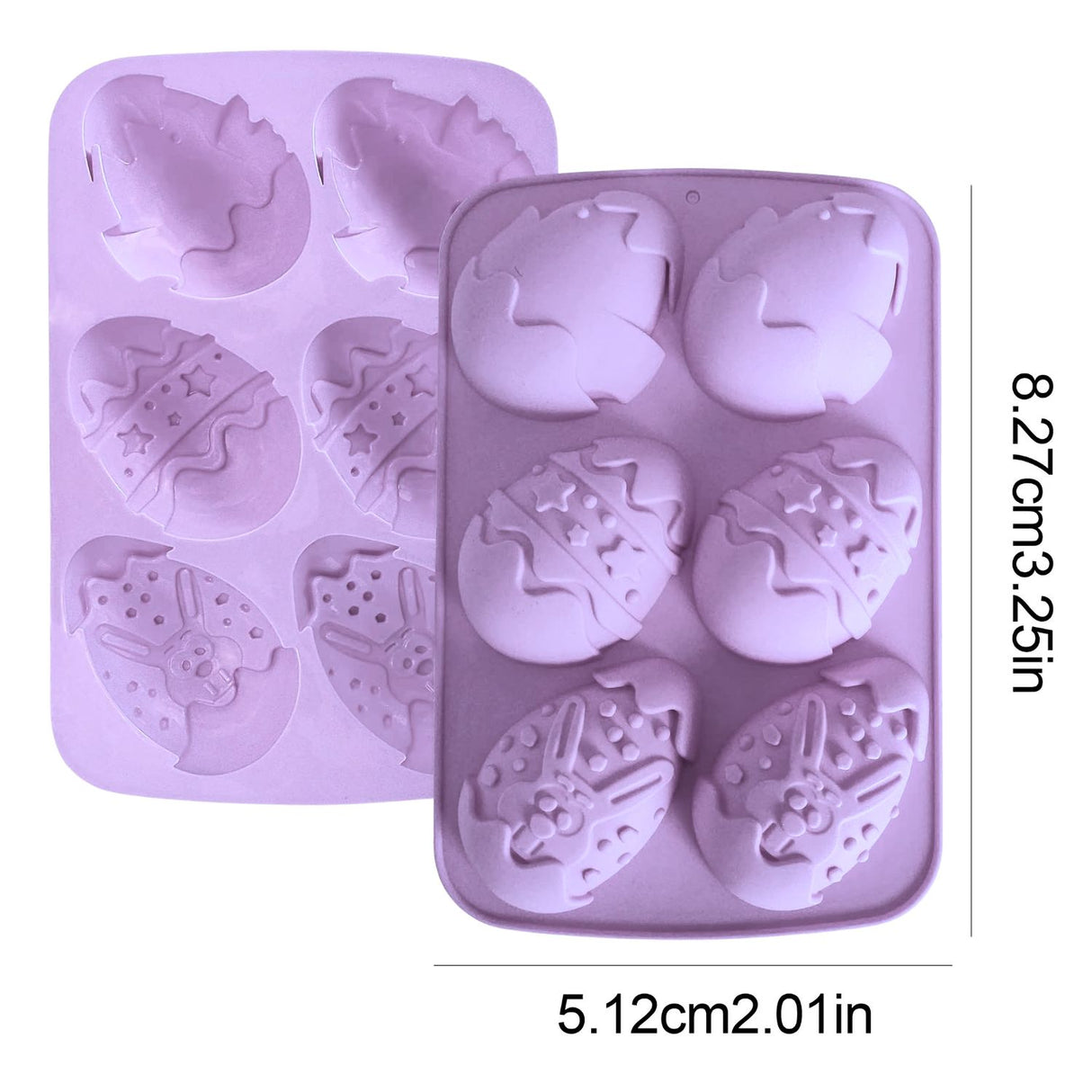 Molde Silicona Bandeja de 6 Huevos de Pascua Grande Violeta. Perfecto para crear dulces únicos y coloridos. ¡Compra ahora y sorprende a todos!-2