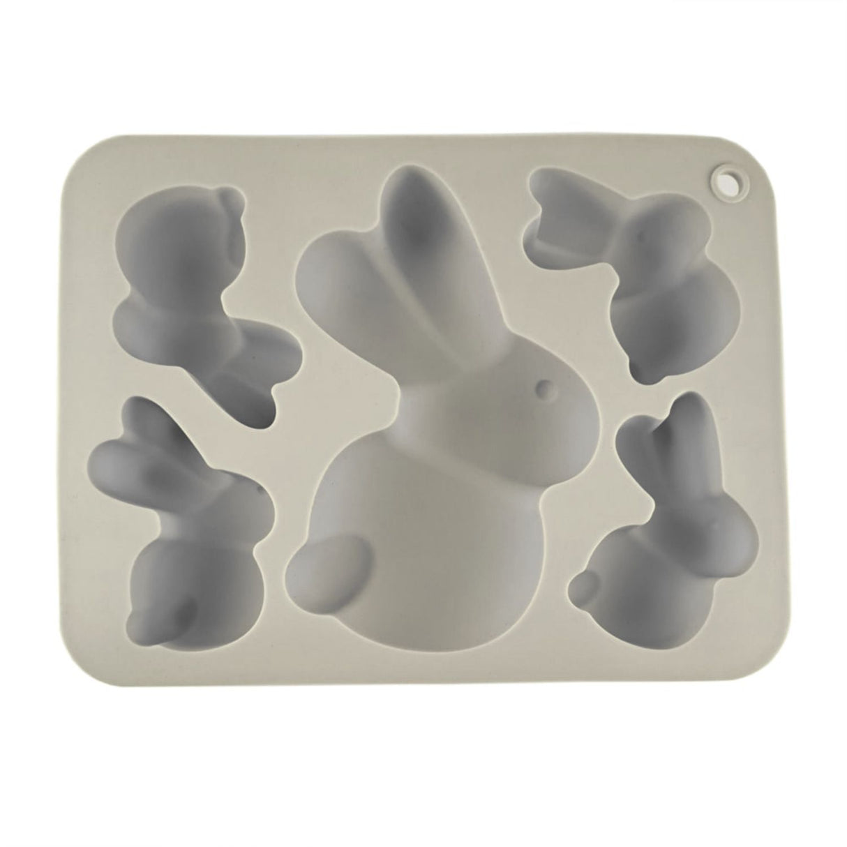 Molde Silicona 5 Conejos Grandes Pequeño de Pascua Gris. Perfecto para crear dulces únicos y divertidos. ¡Compra ahora y sorprende en Pascua!-2