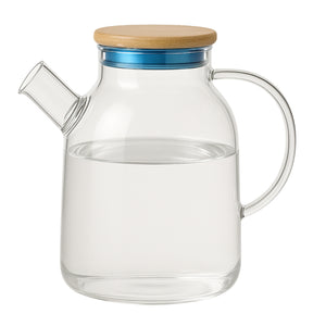 Tetera Vidrio 1800mL Tapa Bambu Mango Vidrio Moderna. Ideal para infusiones con estilo natural. ¡Descúbrela hoy!-1-1-1-1