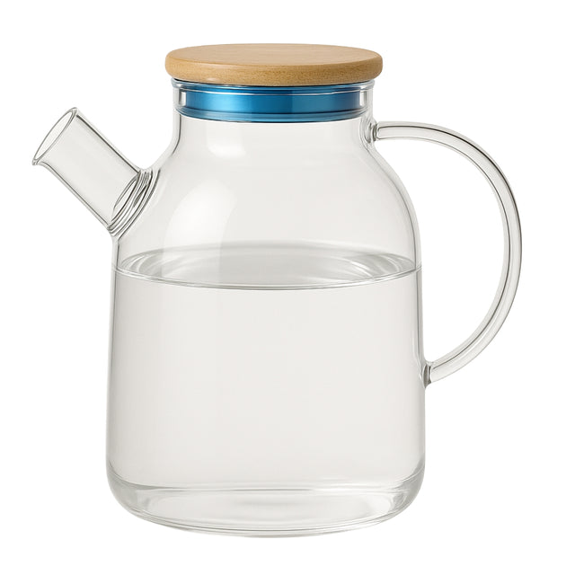 Tetera Vidrio 1800mL Tapa Bambu Mango Vidrio Moderna. Ideal para infusiones con estilo natural. ¡Descúbrela hoy!-1-1-1-1