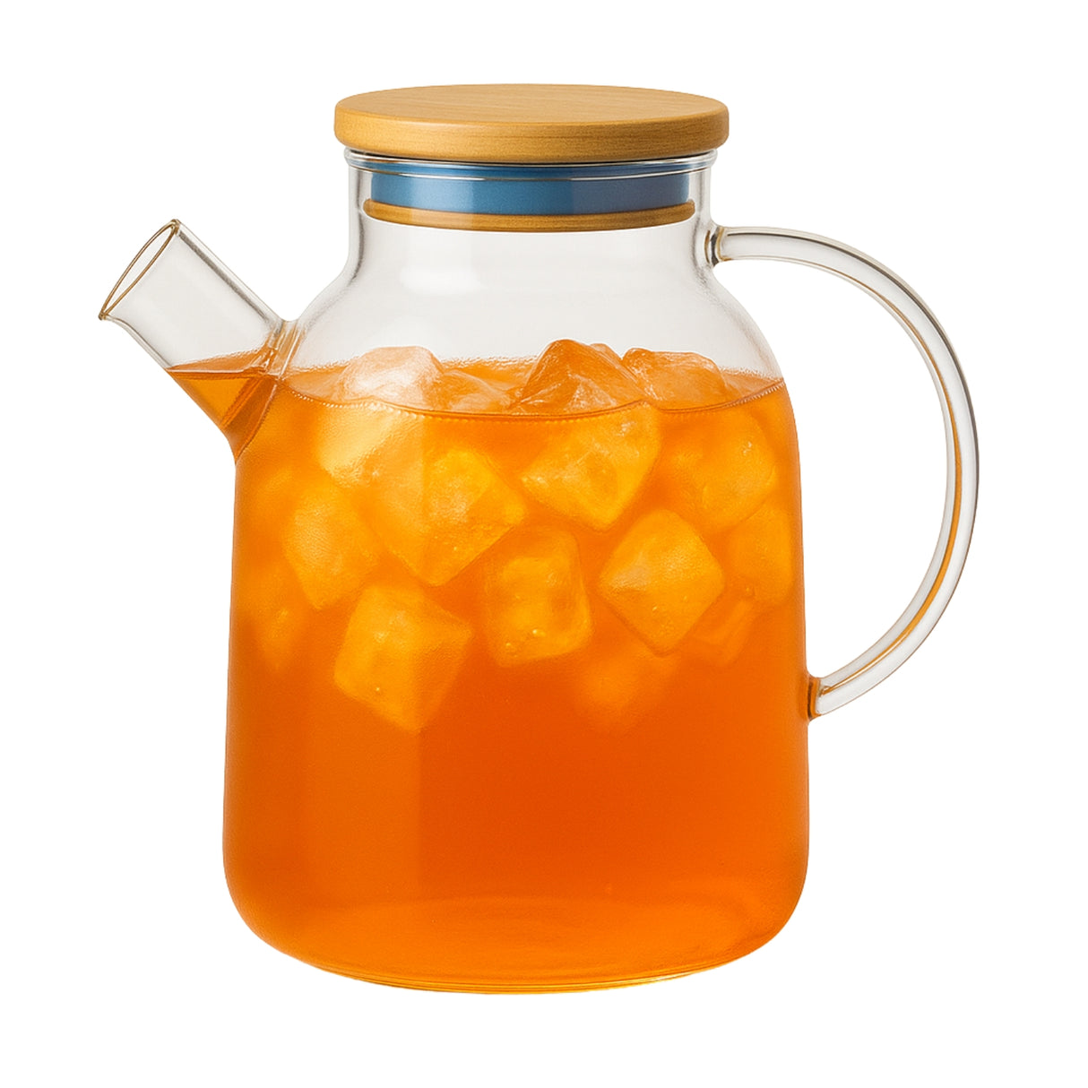 Tetera Vidrio 1800mL Tapa Bambu Mango Vidrio Moderna. Ideal para infusiones con estilo natural. ¡Descúbrela hoy!-1-2-1-1