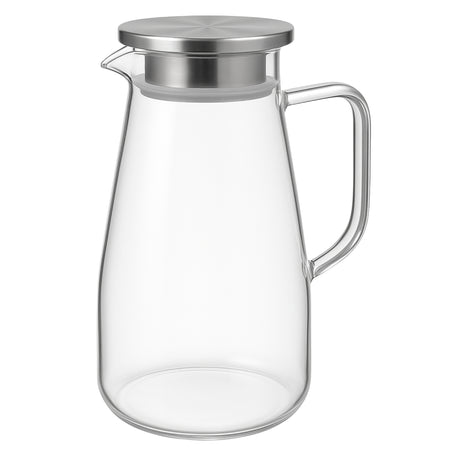 Jarra Vidrio Tapa Metálica 130°C Menaje Té Mesa. Soporta altas temperaturas, ideal para infusiones. ¡Llévala hoy!-1