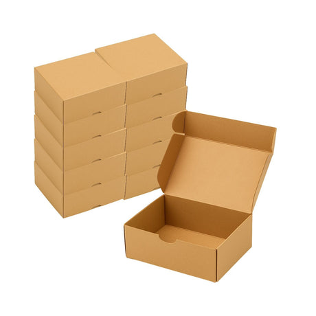 Set 10 Cajas Kraft 22x14x6cm Contenedor Desechable Carton. Ideal para brownies, kits o souvenirs. Empaque firme, ecológico y práctico. ¡Compra ahora!-1