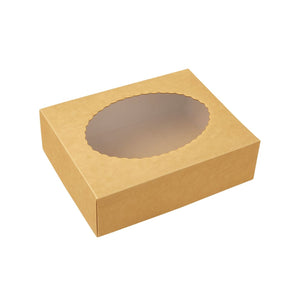 Set 100 Cajas Kraft Rectangular Ventana 25x17x10cm Desechable. Ideal para repostería y regalos. Fácil de armar. ¡Compra hoy!-3