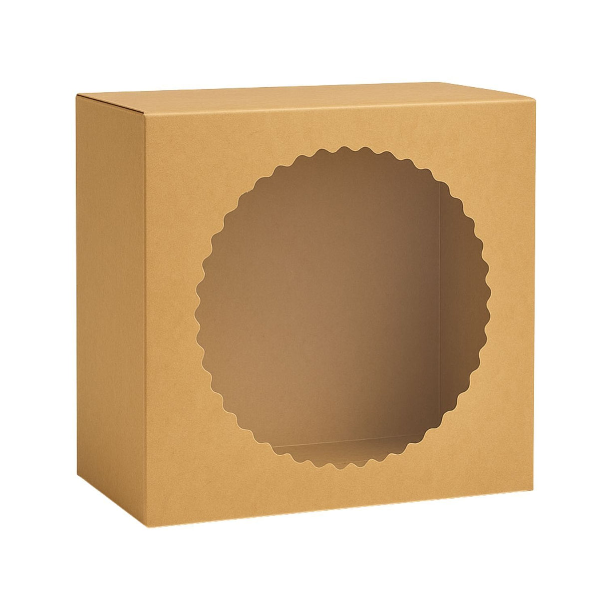 Set 20 Cajas Kraft Cuadrada Ventana Redonda 16x16x10cm. Ideal para repostería o regalos pequeños. ¡Compra hoy!-3