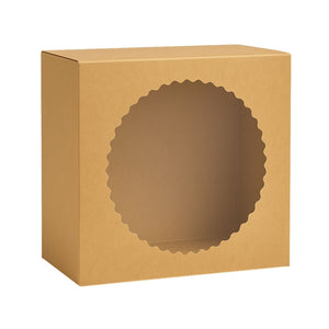 Set 20 Cajas Kraft Cuadrada Ventana Redonda 16x16x10cm. Ideal para repostería o regalos pequeños. ¡Compra hoy!-3