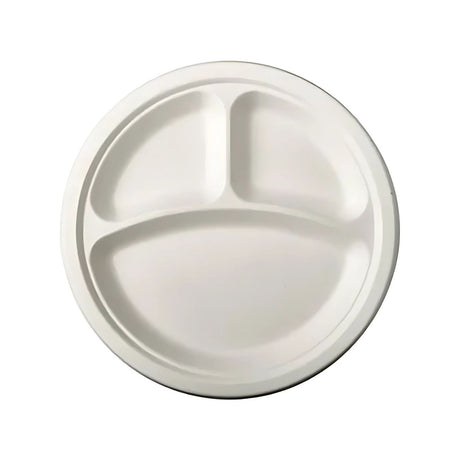 Set 30 Platos 3 Divisiones 20cm Blanco Cartón Desechable. Ideal para almuerzos completos. Firmeza y orden en cada porción. ¡Compra hoy!-2