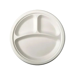 Set 40 Platos 3 Divisiones 20cm Blanco Cartón Desechable. Ideal para almuerzos completos. Firmeza y orden en cada porción. ¡Compra hoy!-2