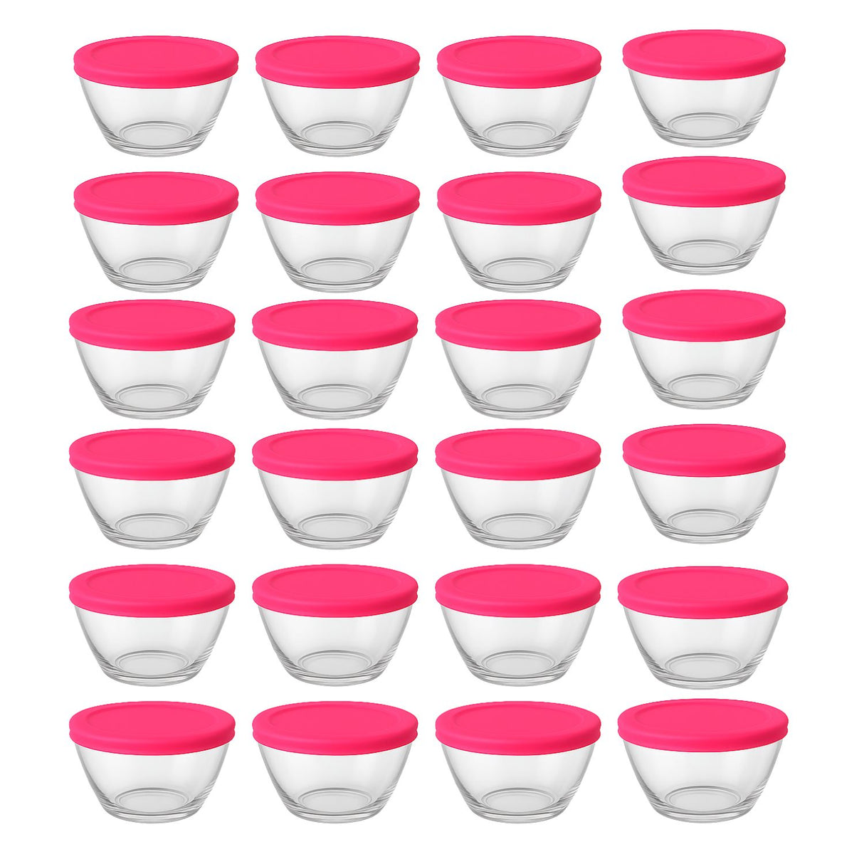 Set 24 Bowls Tazon Contenedor De Vidrio Con Tapa Aperitivos