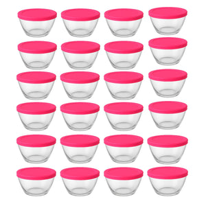 Set 24 Bowls Tazon Contenedor De Vidrio Con Tapa Aperitivos