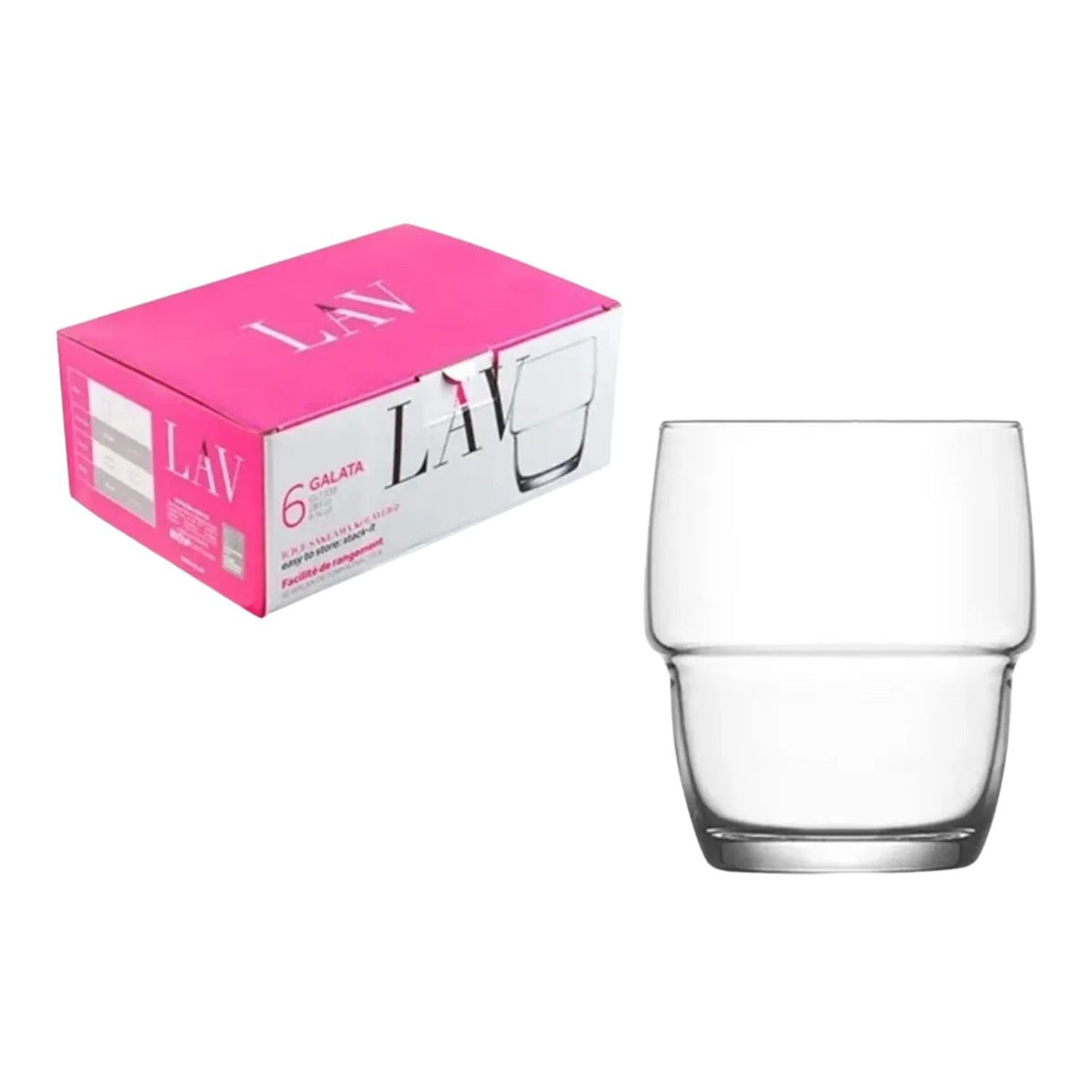 Set 48 Vasos Galata Whisky Bebidas Tragos 285mL Transparente