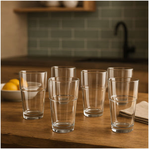 Set 6 Vasos Galata Apilable Bebidas Tragos 340mL Elegante