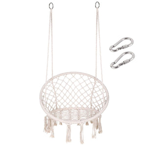 Silla colgante de macramé para interiores y exteriores. Soporta 149 kg. Diseño elegante y resistente. Relájate en casa o jardín. ¡Compra la tuya hoy!-1-2-1-1