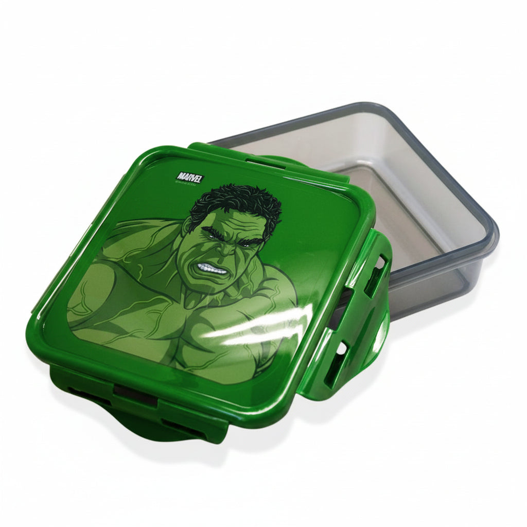 Hermetico Cuadrado Hulk Infantil 500ml Libre de BPA fondo blanco