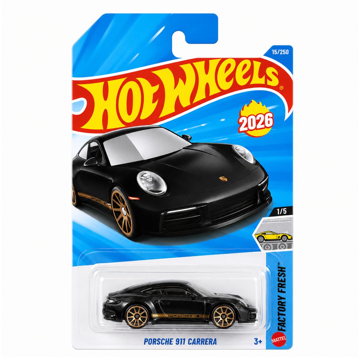 Hot Wheels Auto Porsche 911 Carrera T 15/250 Factory Fresh