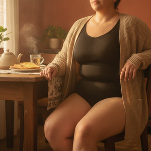 Body Manga Corta Colaless 3XL/4XL Negro Madame Skin
