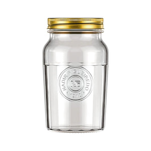 Frasco Americano Vintage Vidrio de 1 Litro Tapa Dorada cocina