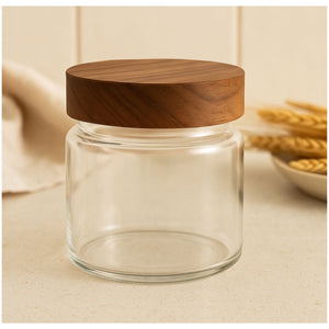 Frasco de Vidrio de 500ml con Tapa de Madera