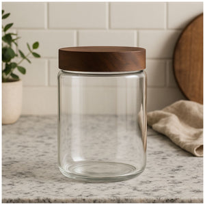 Frasco de Vidrio de 750ml con Tapa de Madera