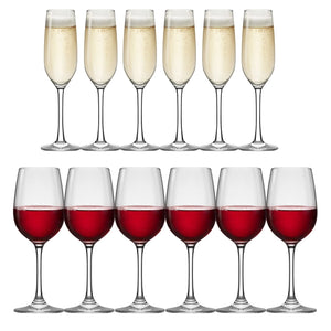 Set 6 Copas Flute 195mL + 6 Copas Vino 405mL Montepulciano