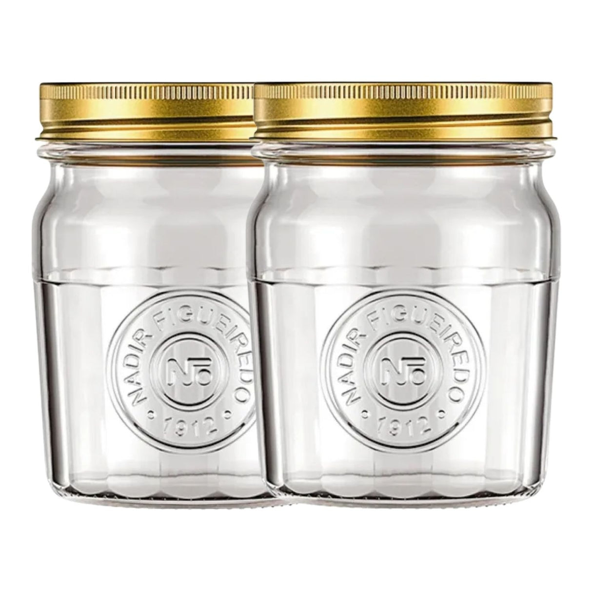 Set 2 Frascos Americano Vintage Vidrio 500ml Tapa Dorada