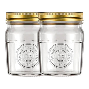 Set 2 Frascos Americano Vintage Vidrio 500ml Tapa Dorada