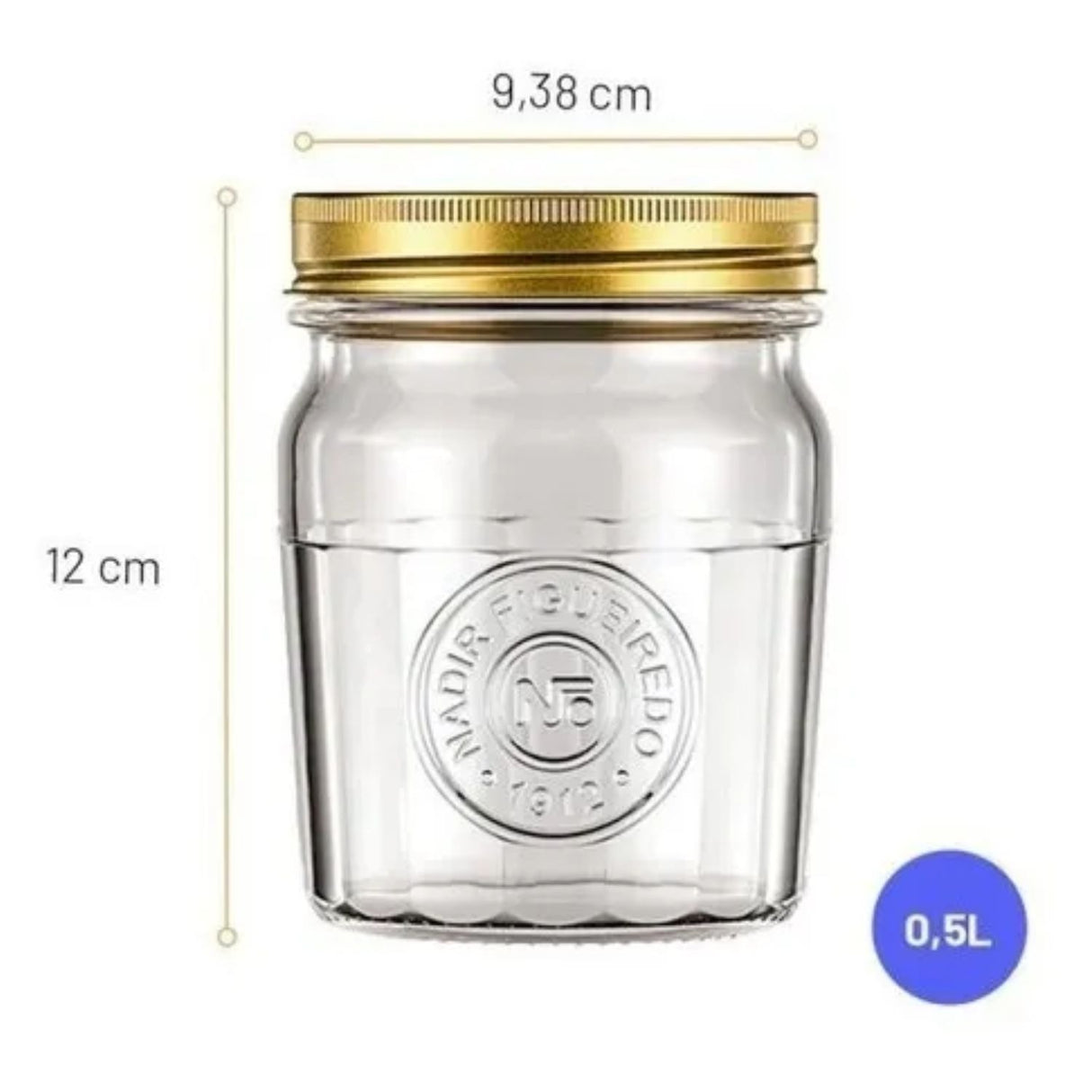 Set 2 Frascos Americano Vintage Vidrio 500ml Tapa Dorada