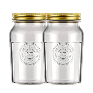 Set 2 Frascos Americano Vintage Vidrio 1500ml Tapa Dorada