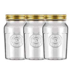 Set 3 Frascos Americano Vintage Vidrio 1500ml Tapa Dorada