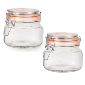 Set 2 Frascos Vidrio Con Tapa Hermética De 500mL Allegra